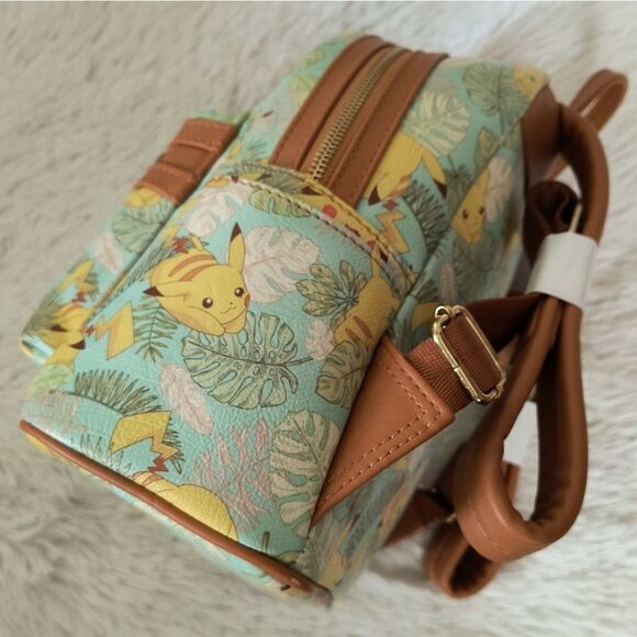 Loungefly Pokemon Pikachu Leaves Mint Mini Backpack and Wallet - Picture 4 of 16
